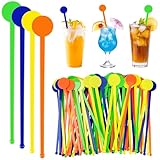 Leikedun 80 tamponi da cocktail riutilizzabili in PS – Agitatore da cocktail, bastoncini miscelatori colorati, 18 cm, per caffè, succhi, vino, Milkshake – plastica alimentare senza BPA