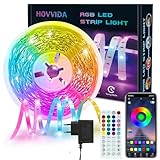 HOVVIDA Striscia LED 10m, 30 LED/Metro, 1x10m, 24V RGB LED, 300 LED, APP e Telecomando, Modalità Musica, LED per Camera, Soggiorno, Cucina, Camera da Letto, Bar, Festa