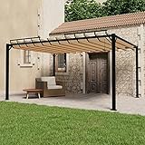 Susany Pergolato a Lamelle, Pergola da Giardino Gazebo da Giardino 3x4m, Idrorepellente e Antimacchia, per Giardino, Patio, Zona Piscina Grigio Talpa Tessuto e Alluminio