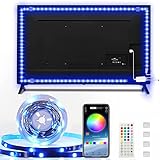 Enteenly Striscia LED TV Retroilluminazione 5m, Luci LED USB Alimentata con Telecomando e controllo APP, Striscia Luminosa a LED RGB 5050 HDTV da 55-75 Pollici, PC Monitor