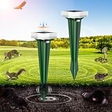 Dissuasori per Talpe, 3 Modalità di Vibrazione Scaccia Talpe con Luce LED, Solare e Impermeabile Dissuasori per Scoiattolo, Ratti e Serpenti, per Prati, Cortili e Giardini (4, Verde)