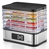 Essiccatore per Alimenti 250W con Timer Digitale e Controllo della Temperatura, 5 Vassoi, Senza BPA, Essiccatore Elettrico per Frutta, Verdura, Carne, Erbe e Snack per Cani