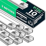 V-TAC 10x Profili per Strisce Led da 2 METRI Rettangolari in Alluminio - (20 Metri Totali) - Profili per Strisce LED Copertura Opaca - Ingombro max Striscia Led 12,4 mm - Dimensioni 17,4 x 7 mm