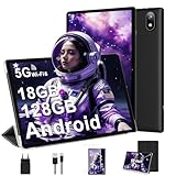 Tablet 10 Pollici Android con 18GB RAM + 128GB ROM(TF 1TB), HD Tablet con 5G Wi-Fi 6, Widevine L1, Octa-Core 1.8 GHz, USB-C, BT 5.0, 6000mAh,Custodia, Nero