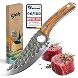 kjøk Premium Coltello da cuoco professionale durezza 56±2 HRC stile giapponese con lama da 15cm, con custodia e manico in legno d’olivo, coltello da cucina asiatico e da chef per la bisteca