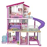 Barbie Casa dei Sogni - Casa a 3 Piani con 8 Stanze - Ascensore e Piscina con Scivolo - Oltre 60 Accessori - Regalo per Bambini da 3 a 7 Anni