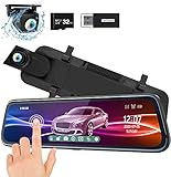 ThiEYE Carview2 Dash Cam Specchietto 10' Touchscreen Telecamera per Auto [1080P 170 ° e 720P 170 °] G-Sensor, Registrazione in Loop, Monitor di Parcheggio con Scheda SD 32 GB