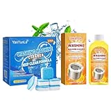 12x Washing Machine Cleaner Tablet + 100ml Anticalcare Lavatrice Liquido,Anticalcare Disinfettante Lavatrice,Pulizia Profonda,Rimuove Odori, Sporcizia e Accumuli