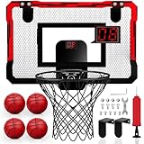 YIMORE Canestro Basket da Camera Bambini Mini Canestro Basket Esterno con 4 Palline Elettronico Punteggio Record Regalo per Ragazzo Ragazza 5 6 7 8 9 10 11 12 Anni