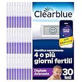 Test di Ovulazione Clearblue Digitale Avanzato. Aumenta le tue possibilità di rimanere incinta, 1 Portastick Digitale e 30 Sticks, prova l'app GRATUITA Tracker mestruazioni e ciclo Clearblue