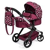 Bayer Design 17023AA Passeggino per bambole Xeo, carrozzina, manubrio regolabile in altezza e girevole, convertibile, borsa