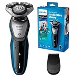 Philips AquaTouch S5420/06 Rasoio Elettrico AquaTec Wet & Dry con Lame MultiPrecision,Testina Flex 5 Direzioni e Sistema di Protezione della Pelle + Rifinitore Precisione, Impermeabile, Batteria, Blu