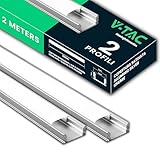 V-TAC 2x Profili per Strisce Led da 2 METRI in Alluminio - (4 Metri Totali) - Profili per Strisce LED con Copertura Opaca - Ingombro massimo Striscia Led 12,4 mm - Dimensioni 17,4 mm x 7 mm