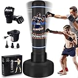 MAMXWAGA Sacco da Boxe da Terra per Adulti, 180 cm Sacco da Pugile Autoportante con Guantoni da Boxe, Pompa, Sacco da Box Gonfiabile per Giovani Arti Marziali Fitness