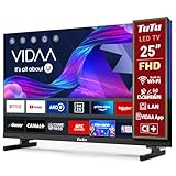 TuTu Smart TV 25 Pollici (64 cm) Televisori Full HD 1080P Triplo Tuner App Store WiFi HDMI USB Modalità hotel (TUV25FQ1B, 2024)