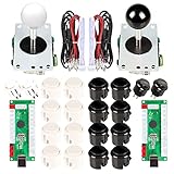 EG STARTS Arcade DIY Kits Controller USB Encoder per PC Giochi 8 Vie Stick + 4X 24mm + 16x 30mm Pulsanti per Arcade Cabinet Joystick Mame Raspberry Pi 1 2 3 KOF Parts Bianco/Nero