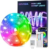 HOVVIDA Striscia LED 15m, 30 LED/Metro, 1x15m, 24V RGB LED, 450 LED, APP e Telecomando, Modalità Musica, Modalità Temporizzazione, LED per Camera, Soggiorno, Cucina, Camera da Letto, Bar, Festa