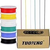 TUOFENG - Set di fili elettronici, 22 AWG, filo di rame stagnato, 0,32 mm², trefoli flessibili in silicone, filo di collegamento (6 bobine in diversi colori da 8 metri)