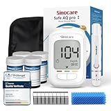 Sinocare Misuratore Glicemia, Glucometro con 100 Strisce Glicemia e 100 Lancette, Elettrodo d'argento più Preciso, Risultati in mg/dL