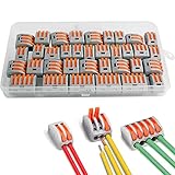 ZFYQ Morsettiere Elettriche, 35 Pezzi Capicorda a Morsetto a Leva Connettore, 2 Porte 15Pcs, 3 Porte 15Pcs, 5 Porte 5Pcs, Usato per Filo Solido, Incagliato e Flessibile