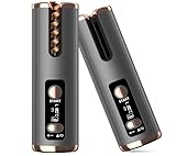 Ferro Arricciacapelli Automatico, Piastra per Capelli Ricaricabile Senza Fili, 6 Temperature, 8-18s Timer, Rivestimento in Ceramica Tormalina, Auto Spegnimente, Promemoria intelligente, Display a LED
