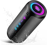 Cassa Bluetooth Portatile Potente, 25W Altoparlante Bluetooth 5.4 con 2 Modalità EQ, IPX7, TWS, 24H di Autonomia Speaker Bluetooth, 8 Modalità RGB, Cinghia da Trekking, Compatibile con PC, AUX, TF