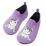 Torotto Pantofole per Bambini e con Chiusura Elastica Ciabatte da Casa Inverno Indoor Suola Calzini Antiscivolo,Regalo Bimba,Ragazze Scarpe Antiscivolo Leggero(31-Viola 26/27UE)