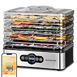 Aigostar Crispy - Essiccatore alimentare, 240W, 5 vassoi, essiccatura automatica, ottimo per frutta, carne, verdura ecc. controlli digitali, impostazione manuale di tempo e temperatura. Senza BPA.