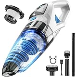 Topipop Aspirabriciole Senza Fili Potente,Aspirapolvere Portatile Auto con Potenza di Aspirazione Elevata di 25KPa,Aspirapolvere Mano Piccolo con Filtro HEPA per Peli di Animali,Tappeti,Casa (Bianco)