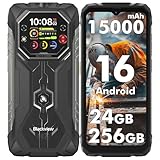 Blackview ROCK 1 Rugged Smartphone Android 16, 24GB+256GB Telefono Indistruttibile,15000mAh, 20MP Visione Notturna, Gemini AI, Display 6.56' HD+ 2.01', IP69K Impermeabile, NFC/OTG/GPS/2 Anni Garanzia