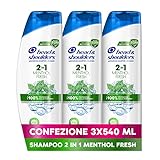 Head & Shoulders Antiforfora Shampoo + Balsamo 2in1 Menthol Fresh, Per Capelli Grassi, Fino Al 100% Protezione Per Cute E Capelli, 3x540ml