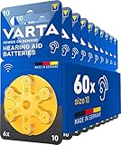 VARTA Batterie per apparecchi acustici tipo 10, 60 pezzi, giallo, pile Power on Demand, confezione economica, per amplificatore acustico, Made in Germany