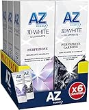 Az Ricerca Dentifricio 3D White Perfezione Carbone, Con Azione Sbiancante Denti Professionale, Maxi Formato Da 3 + 3 Confezioni X 50Ml