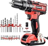 MHPRO Trapano Avvitatore Batteria 21V, Avvitatore a Batteria con Batterie 2.0Ah, 42Nm Avvitatore Elettrico, 25+3 Coppie, 2 Velocità, 23CS Accessori, LED Luce per Casa Progetto