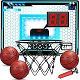 Folimix Canestro Basket da Camera, Canestro Basket Bambini con LED, Elettronico Punteggio Record e 3 Palla da Basket, Mini Canestro Basket per Ragazzi Ragazze 5-12 Anni, Regalo Natale per Compleanno