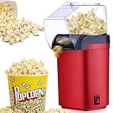 Macchina per popcorn ad aria calda 1200W, Produttore di popcorn senza grassi senza olio, Popcorn veloce in 2-3 minuti, Funzionamento con un tocco, Macchina per popcorn compatta per casa cinema