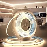 BRIMETI Striscia LED COB 24V 5M Luce LED Tubo Interno Autoadesivo 4000K Bianco Naturale 320LEDs/M Strisce Nastro Nastri Larghezza 8mm, per Cucina, Soggiorno, Bar Feste (Senza Alimentatore)