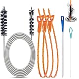 Stura Lavandini e Scarichi, Flessibile Forte Sbloccatore di Scarico, Spazzole Pulizia Professionali, Riutilizzabile Spazzola Pulizia Tubi,per Cucine Vasche Bagno Servizi Igienici Fognature (6 IN 1)