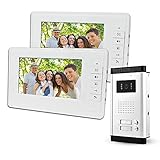 LIBO 7 'Sistema Videocitofonico Cablato 2 Monitor Due Pulsanti Chiamata con Visione Notturna, Can Control 2 Alloggiato per multi Appartamento/Famiglie
