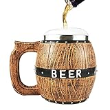 minghaoyuan Tazza di Birra in Legno, 580 ml Boccale da Birra Retrò a Doppia Parete Tazza da tè in Acciaio Inossidabile per Caffè, Bevande, Festa, Casa, Bar, Men Gift Eco Friendly Souvenir Retro