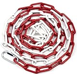 Barriera a Catena in Metallo 5M，Catena Barriera Bicolore Rosso-Bianco 5mm, Alta Visibilità Durevole, Controllo della Folla, Traffico, Coda(5M)