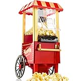 Gadgy Macchina Popcorn | Macchina per Pop Corn ad Aria Calda l Preparazione Salutare, Senza Olio o Grassi l Macchina Pop Corn con Misurino e Coperchio Superiore Rimovibile l Rivestimento Rosso Retrò