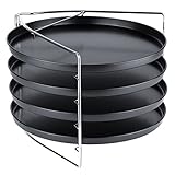 Grizzly teglia per pizza, 5 pezzi, con supporto bloccabile e 4x vassoio per pizza rotondo da 28 cm, portapizza per forno, per cuocere 4 pizze contemporaneamente