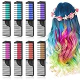 Lictin Capelli gesso pettine - 8 Colori Gessetti per Capelli temporanea gesso colore set per bambini capelli tintura ideali per party, Natale e cosplay DIY
