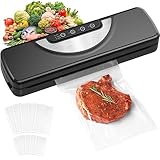 Macchina Sottovuoto Alimenti 5 in 1 con Taglierina Incorporata, Automatica Sigillatore Sottovuoto Macchina per Alimenti Secchi che Umidi con 10 Sachetti Sottovuoto e Tubo Sottovuoto