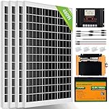 ECO-WORTHY Sistemi Completo di Pannelli Solari 480 Watt Off-grid: 4 Pannelli Solari+ Batterie al Litio da 100Ah+Regolatore di Carica da 60A+Inverter da 1100W+Accessori di Montaggio per Casa,Camper