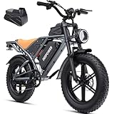 DEEPOWER QS7 Bicicletta Elettrica, Batteria Rimovibile 48V 20Ah/35Ah/60Ah,Autonomia 110–250KM, 25 KM/H, E-Bike con Pneumatici Fat 20' per Tutti i Terreni, Sospensione Completa (Nero Sofisticato)