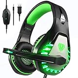 Cuffie Gaming con Microfono,3.5mm Cuffie da Gaming con Cancellazione del Rumore, Stereo Bass per PS4, Xbox One, PC, Mac, Smartphone per Bambini, Donne, Uomini