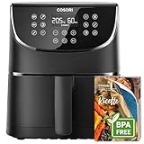 COSORI Friggitrice ad Aria 5,7 Litri, Air Fryer, 13 Funzioni, 97% Meno Olio, 67.5% di Risparmio Energetico, 75-205°C, 40 Ricette Italiane, Display Digitale, Lavabile in Lavastoviglie, CP158 Nero 1700W