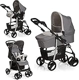 Hauck Passeggino Completo Shopper SLX Trio Set Navicella con Materasso, Ovetto, dalla Nascita, Posizione Nanna, 25 kg Portata, Porta Bevande, Pieghevole Compatto, Grigio